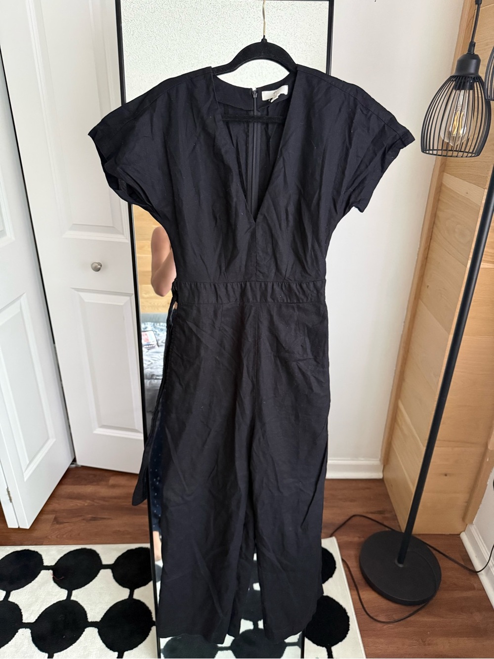 Black Women's V-Neck Short Sleeve Dress